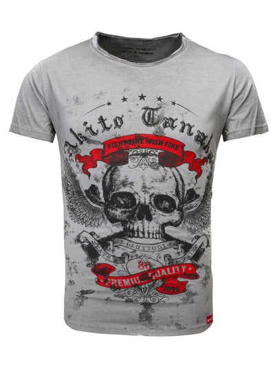 T-Shirt im Used Look mit Print Skull Fly
