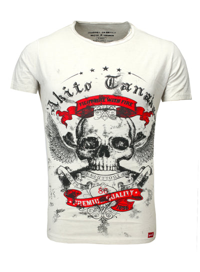 T-Shirt im Used Look mit Print Skull Fly