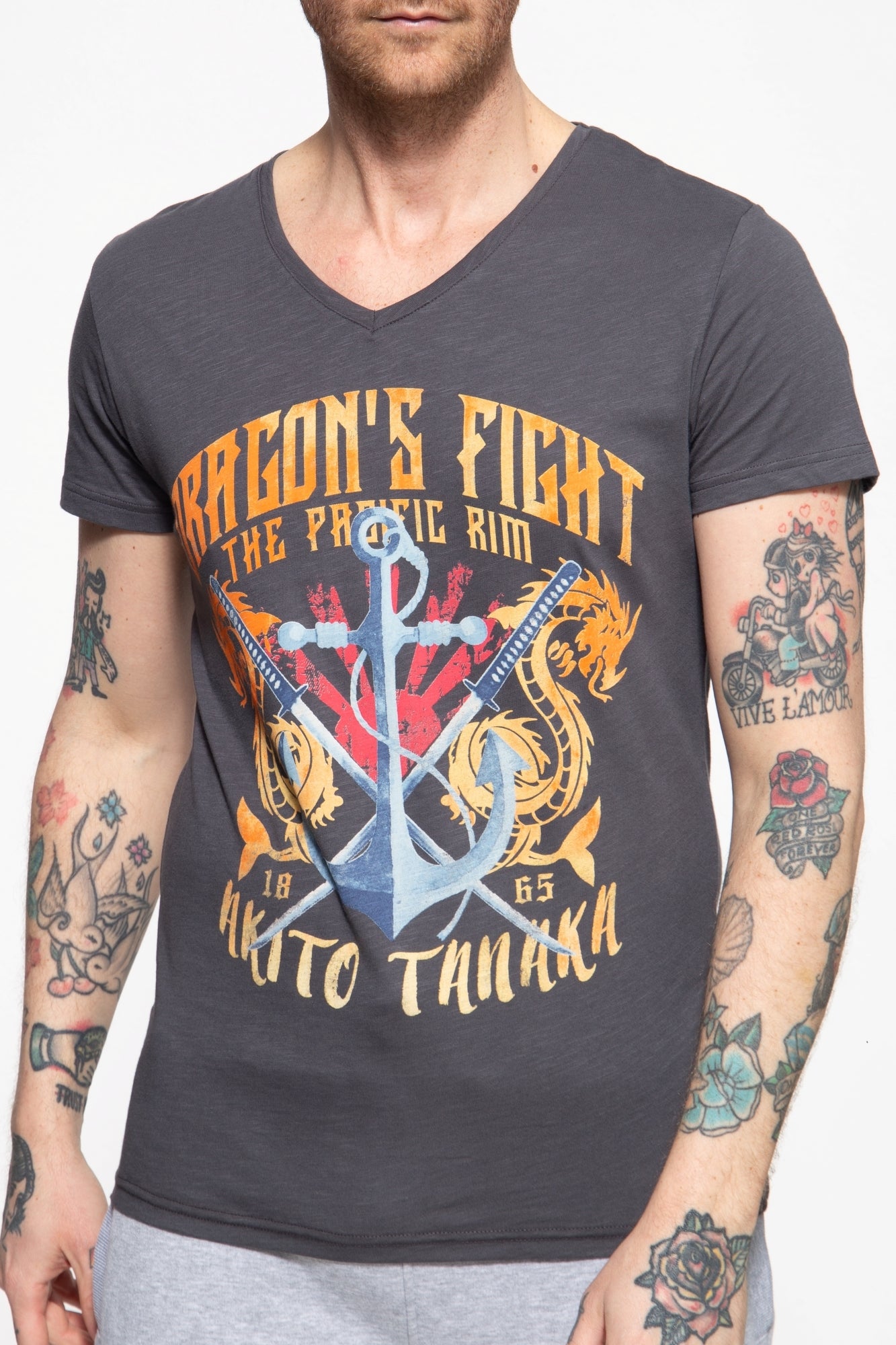 T-Shirt mit Frontprint Dragon Anchor