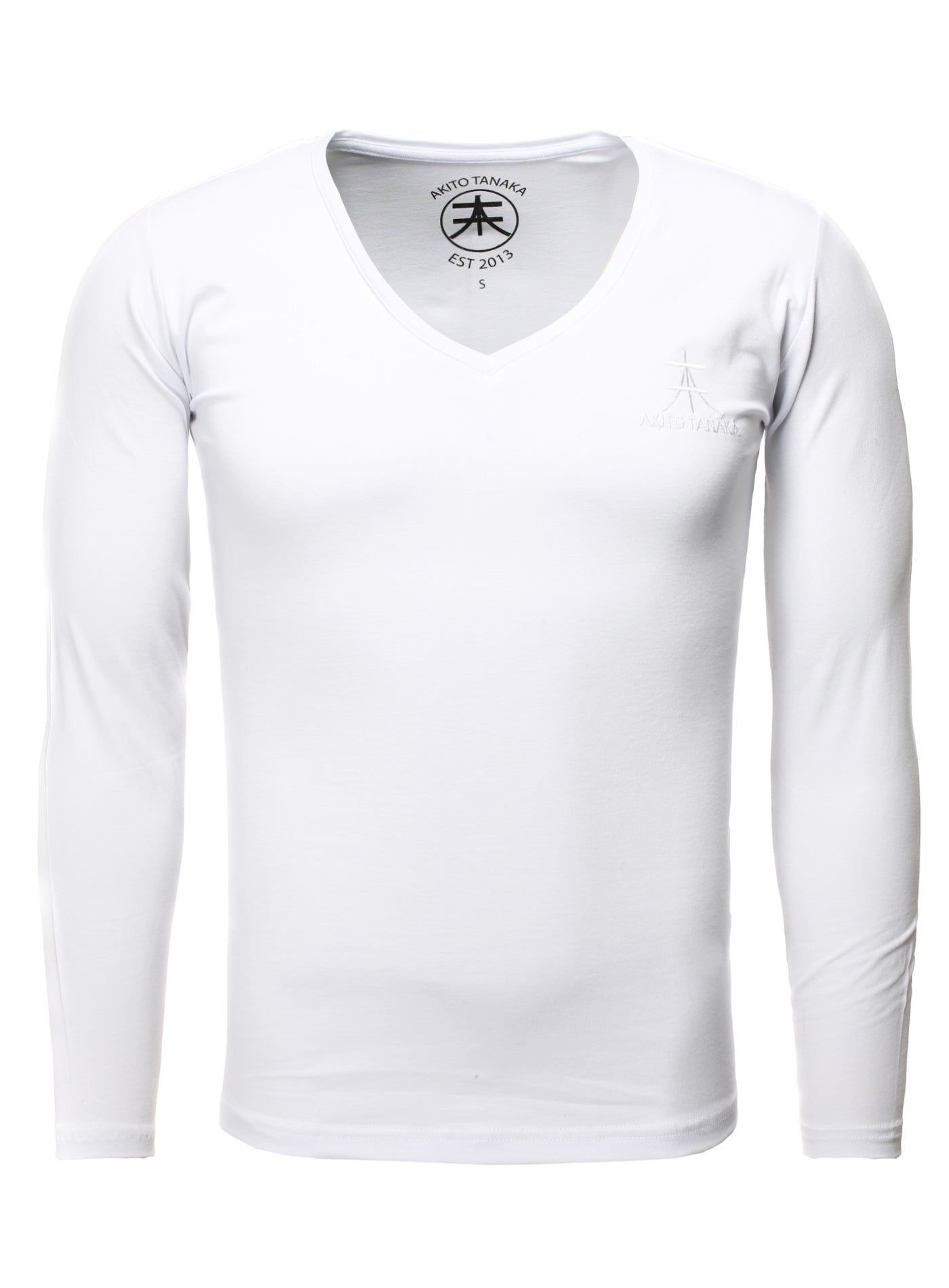 Basic V-Neck Langarmshirt Basic Form mit Logostickerei