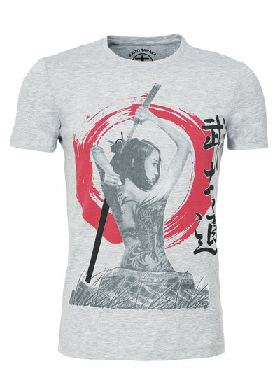 Rundhalsshirt mit Geisha Motivdruck