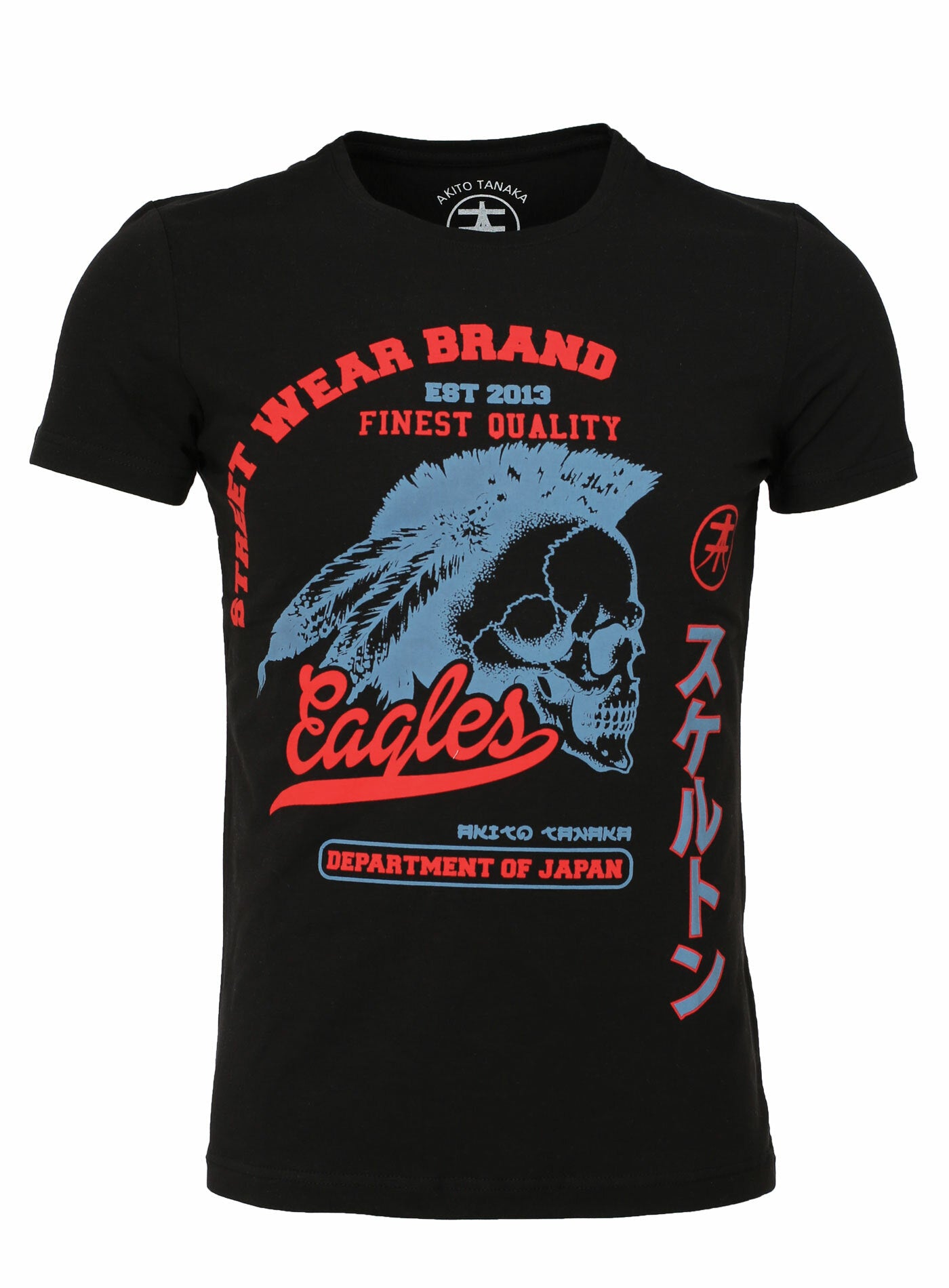Rundhalsshirt mit Front Druck Indianer Skull
