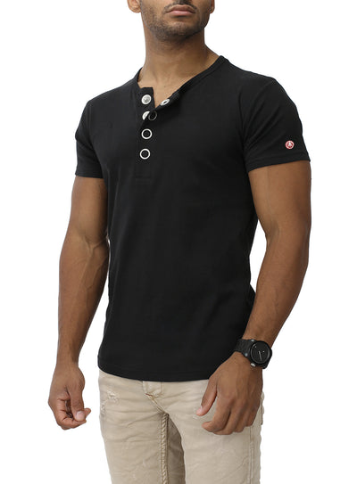 Basic Slim Fit T-Shirt Big Button