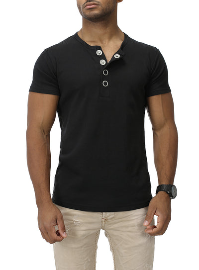 Basic Slim Fit T-Shirt Big Button