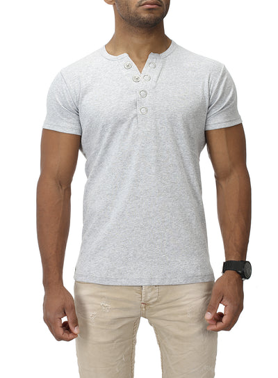 Basic Slim Fit T-Shirt Big Button