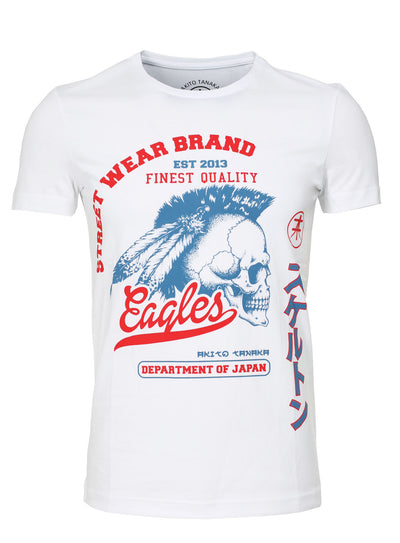 Rundhalsshirt mit Front Druck Indianer Skull