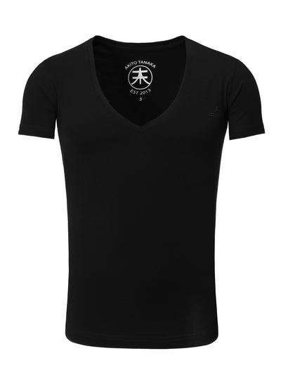 Basic V-Neck Kurzarmshirt Basic Form mit Logostickerei