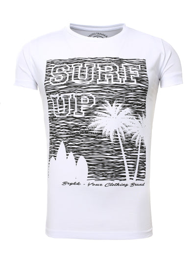 Rundhalsshirt mit Front Druck Surf Up