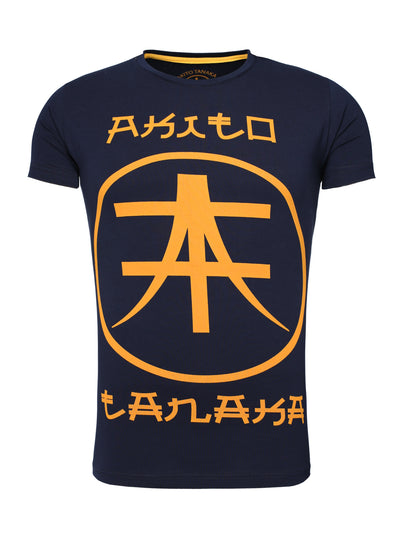 Rundhalsshirt mit Logodruck vorne Write
