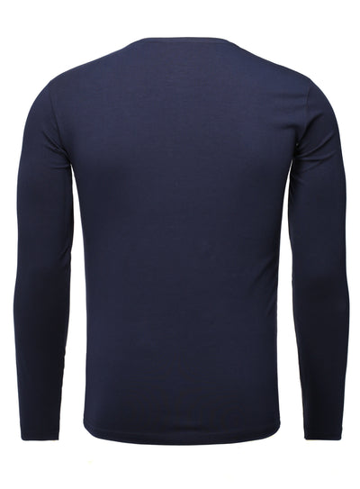 Basic V-Neck Langarmshirt Basic Form mit Logostickerei