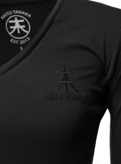 Basic V-Neck Langarmshirt Basic Form mit Logostickerei