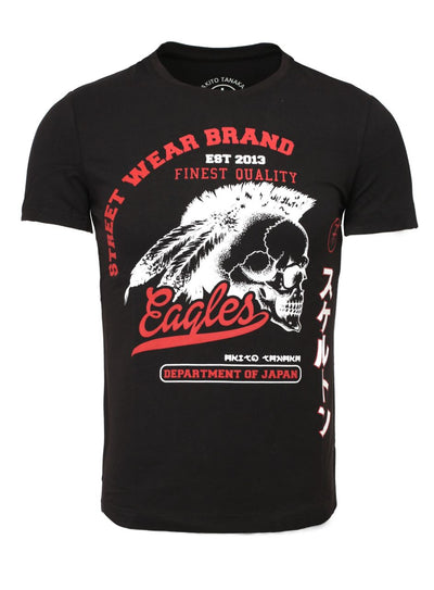 Rundhalsshirt mit Front Druck Indianer Skull