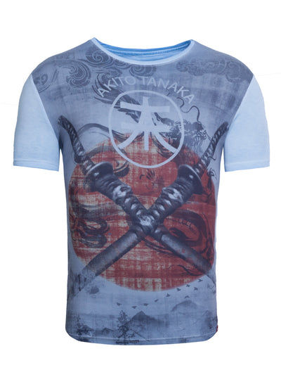 Print T-Shirt mit komplett bedrucktem Vorderteil Double Sword