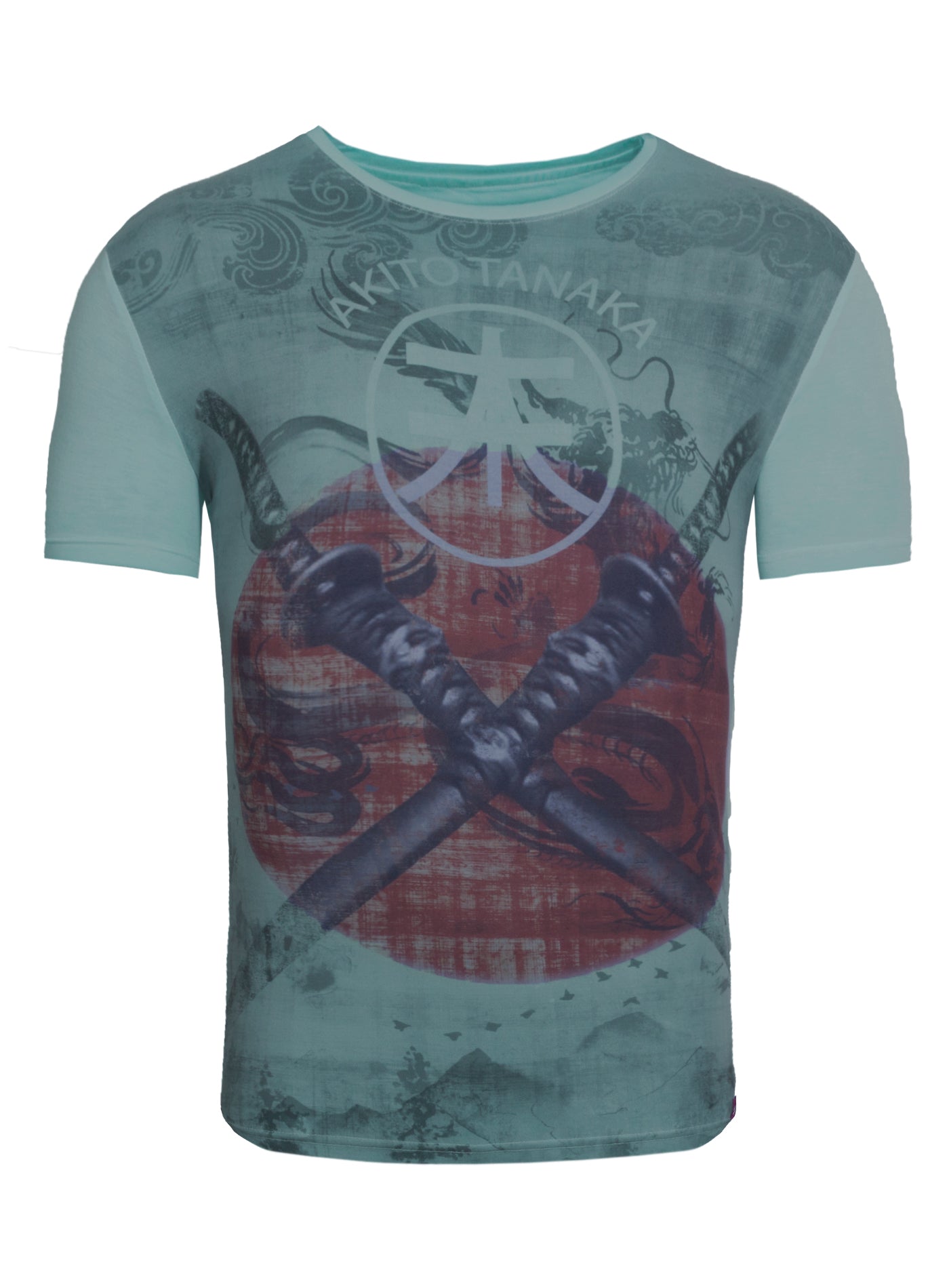 Print T-Shirt mit komplett bedrucktem Vorderteil Double Sword