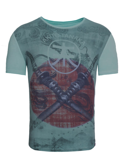 Print T-Shirt mit komplett bedrucktem Vorderteil Double Sword