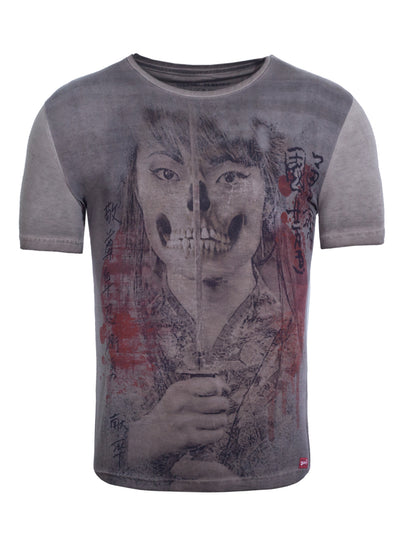 T-Shirt mit Fotodruck vorne Geisha Skull