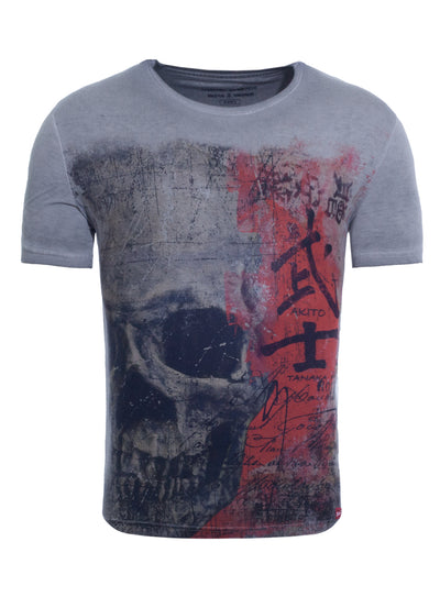 T-Shirt mit großem Skull Druck Japan Skull