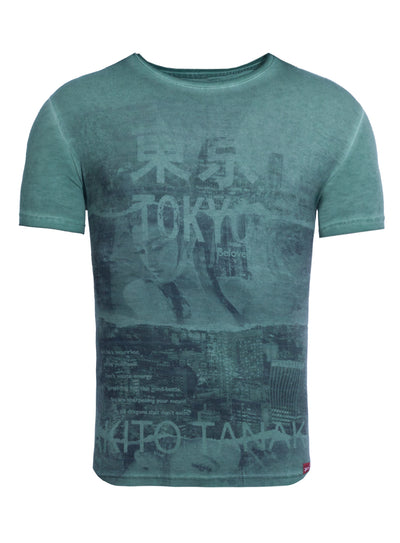 T-Shirt mit Collagen Druck Geisha Beloved