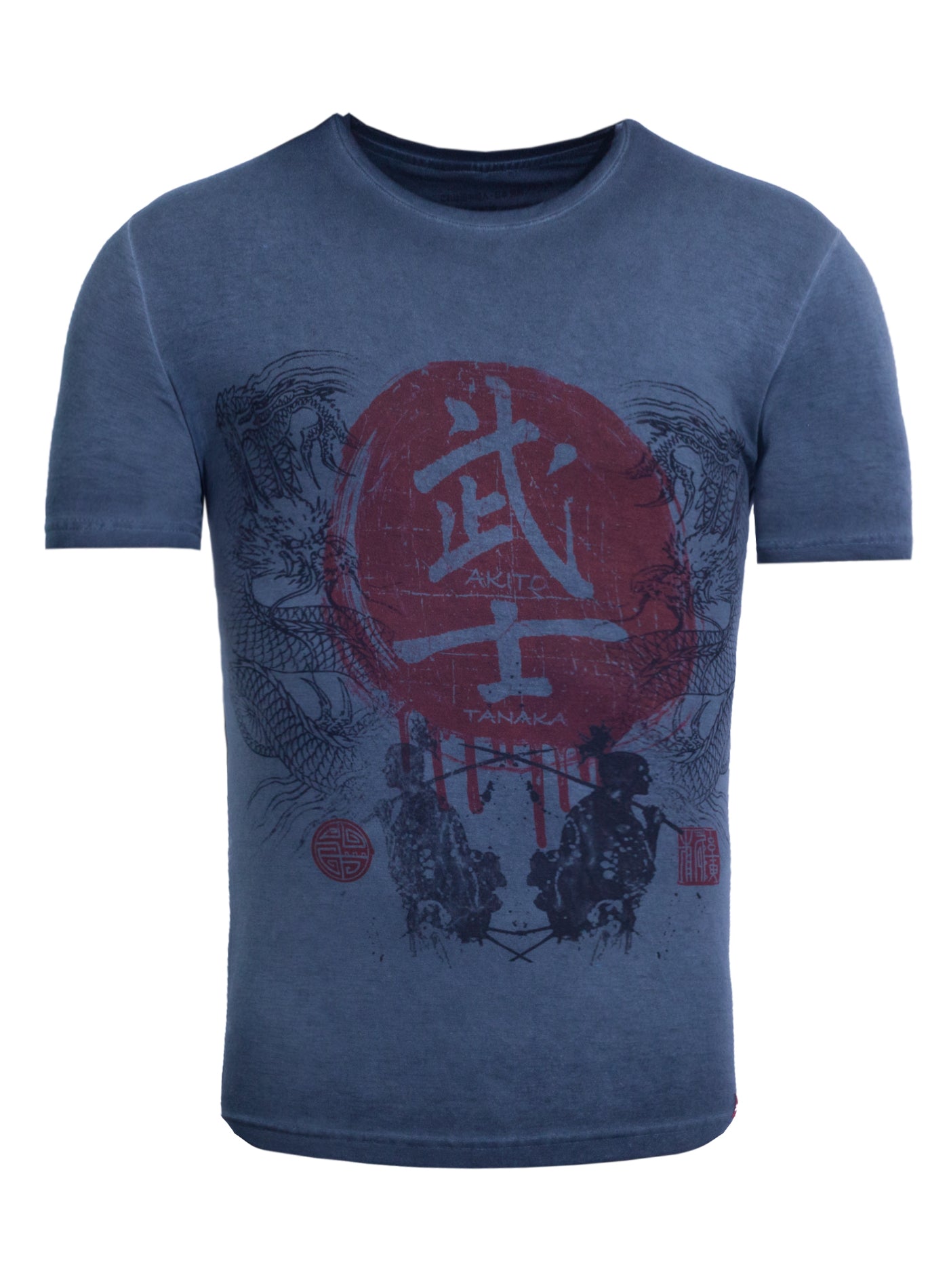 T-Shirt mit Samurai Druckmotiv Dragons Fight