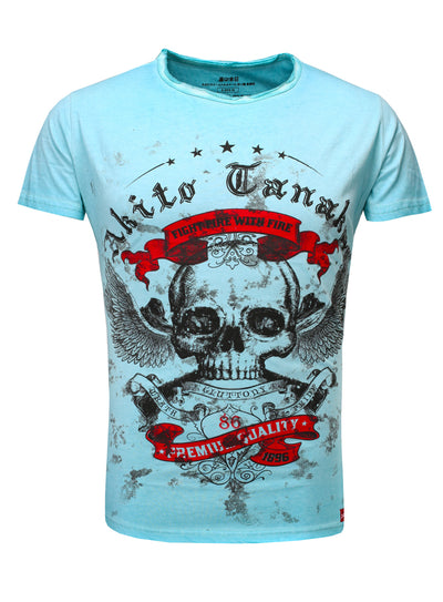 T-Shirt im Used Look mit Print Skull Fly