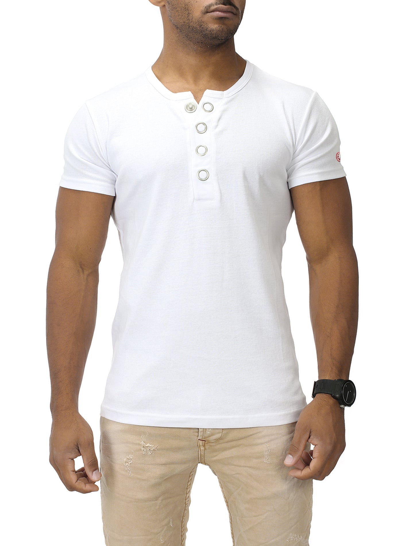 Basic Slim Fit T-Shirt Big Button